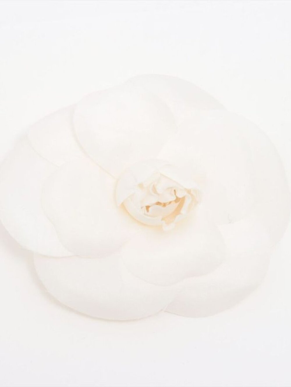 Chanel Camellia Fabric Corsage Brooch White